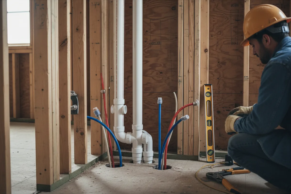 Drain and supply rough-in during Sump Pump Repair in Moapa