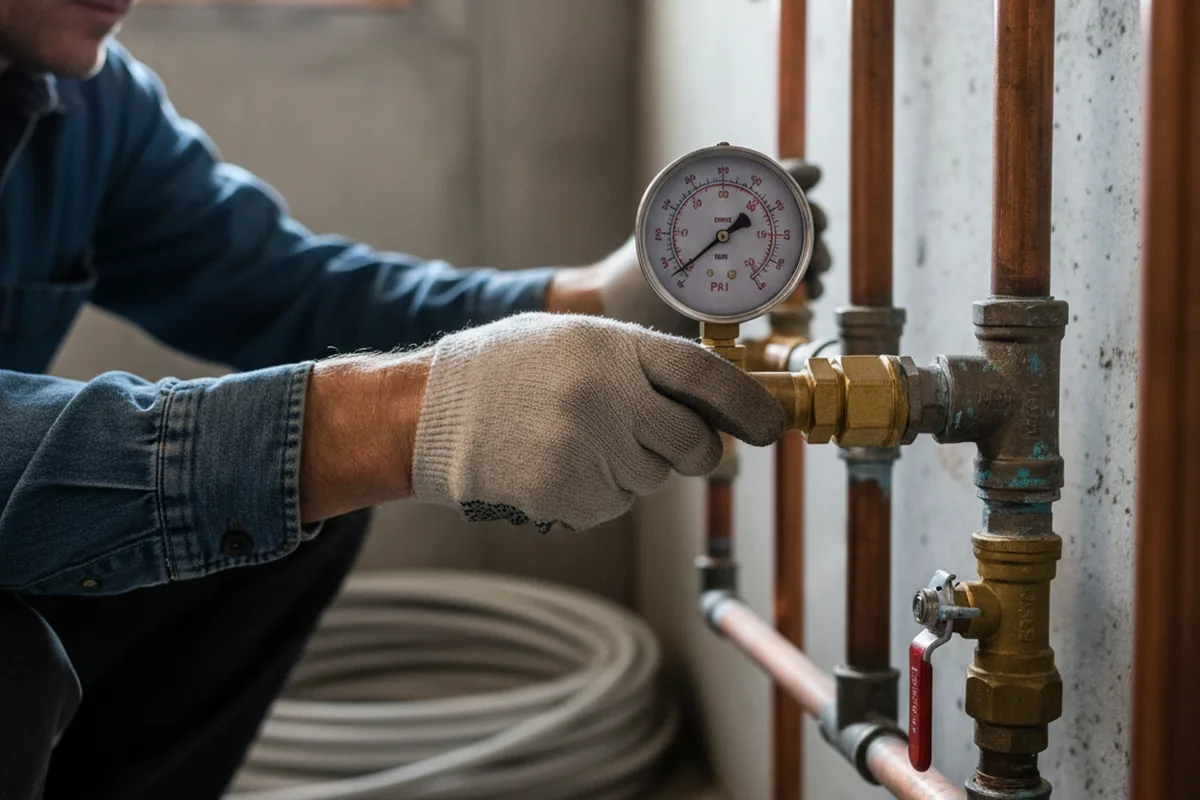 Pressure testing a repaired line during Water Line Repair in Moapa